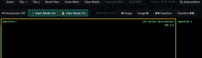 NoustaView toolbar with Exam Mode and Class Mode both active, showing question navigation controls